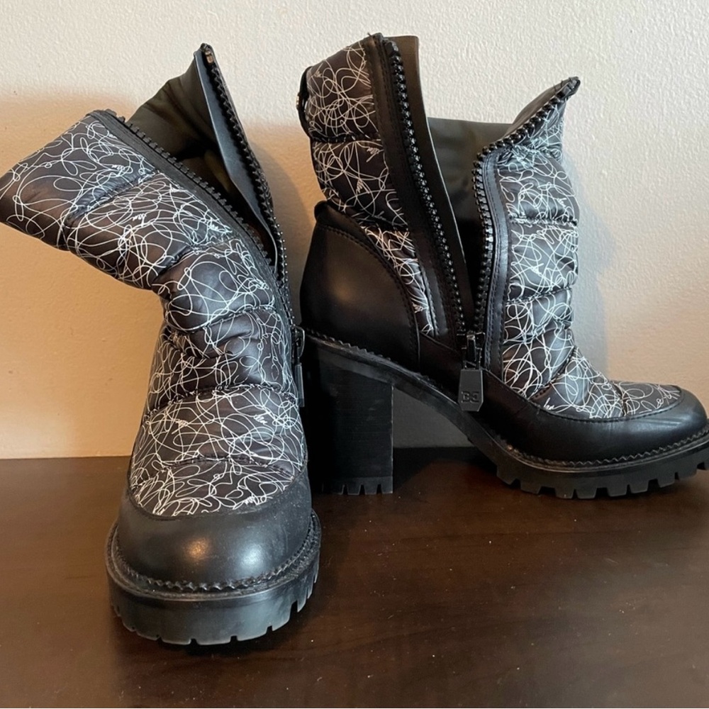 Sam Edelman Black and White Patterned Heeled Boots